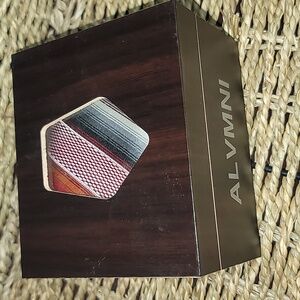 Red black men's neck tie in wooden gift box new